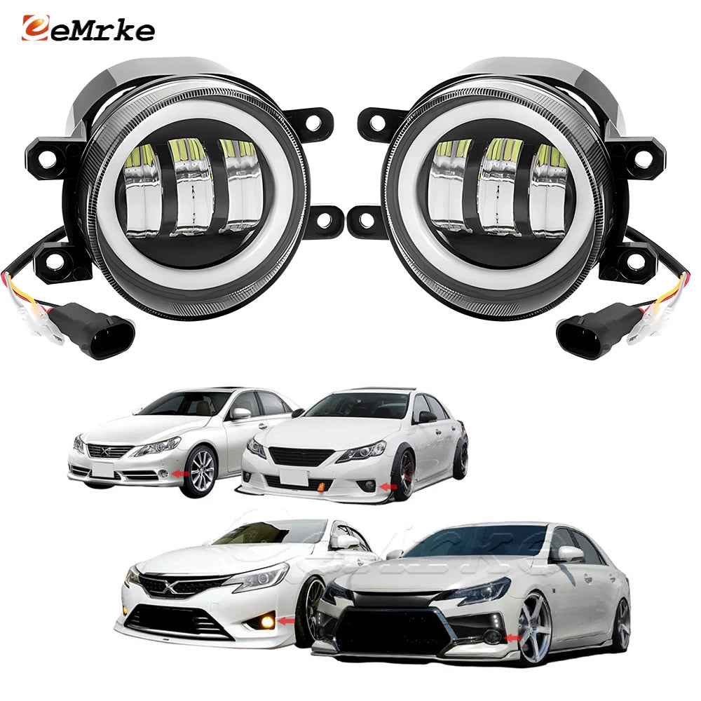 LED Fog Lights with Lens Car PTF 30W for Toyota Mark X X130 2009 2010 2011 2012 2013 2014 Angel Eyes DRL Daytime Running Lamp