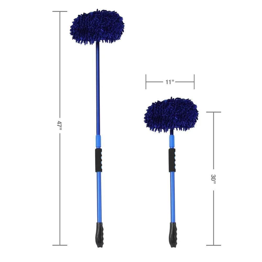 Microfiber Mop Telescopic Handle Chenille Cover Lightweight Ergonomic Wet Dry Cleaning Brush Home Office Car Truck RV
