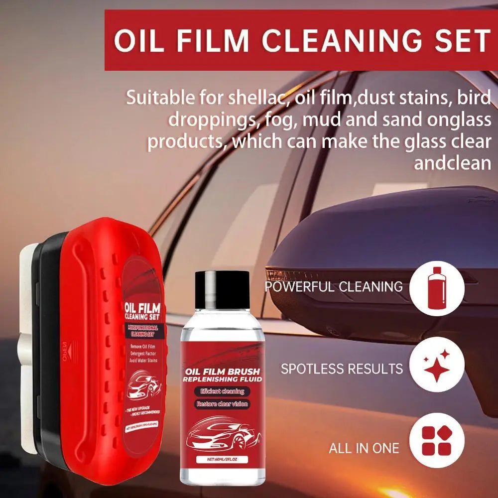 Car Window Crystal Clear Glass Cleaner Set Rainproof Decontamination Cleaning Car Window Glass Cleaning Brush Car Cleaning