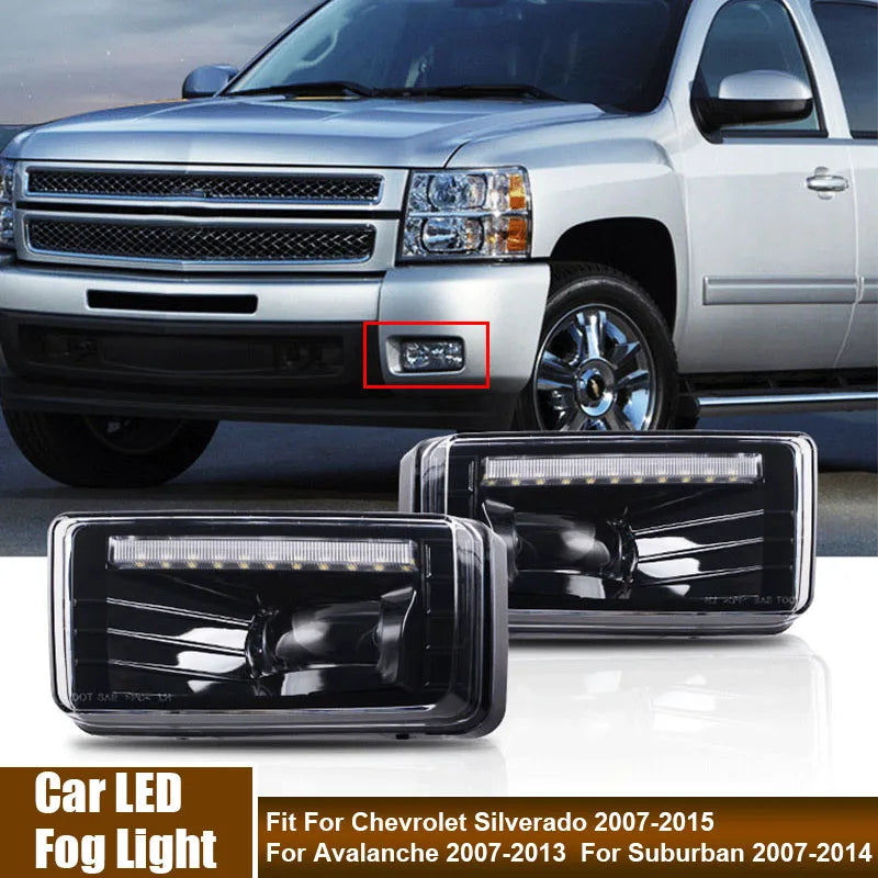 2Pcs/Pair Car LED Fog Lights For Chevy Silverado 2007-2015/ Avalanche 2007-2013/ Suburban 2007-2014 GMC Bumper Driving Fog Lamps