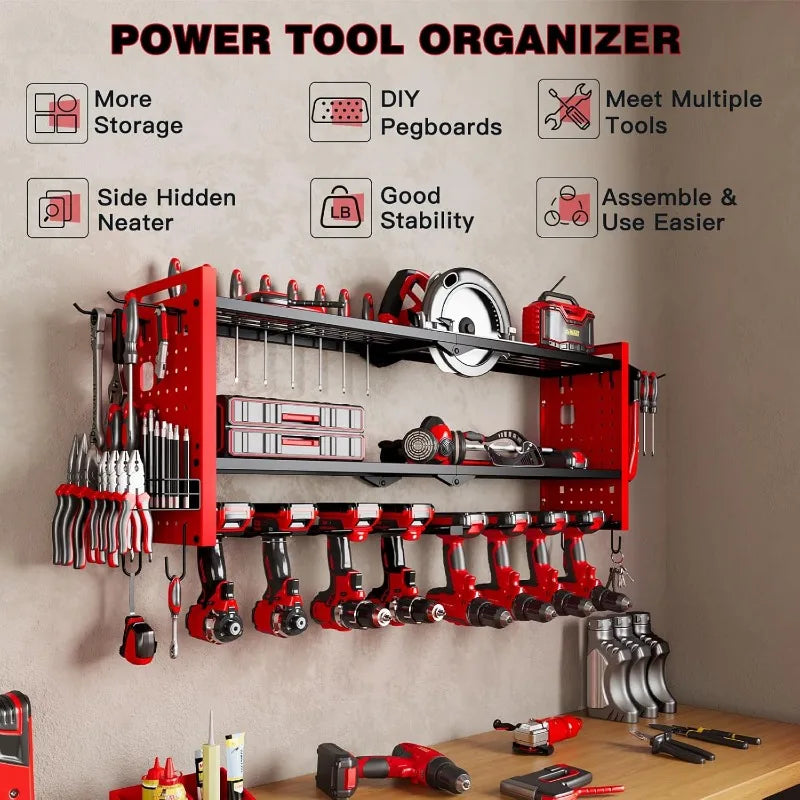 Power Tool Organizer Wall Mount,Cordless Drill Hanger Storage Rack 8 Drill Holder,3 Layers Heavy Duty Power Tool Storage Rackr