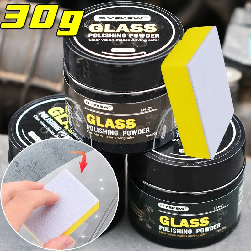 30g Car Glass Oil Film Cleaning Powder Set Cerium Oxide Polishing Powder Windscreen Scratches Remover Auto Cosmetic Accessories