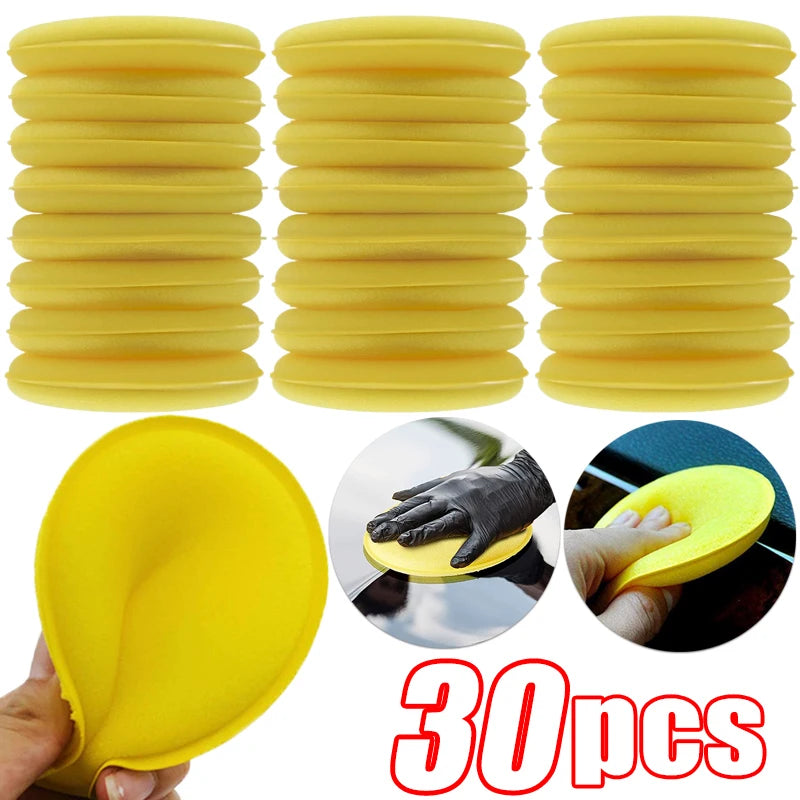5/30Pcs Car Waxing Polish Wax Foam Sponge Applicator Pads 10CM Yellow Cleaning Sponge Clean Washer Washing Tool Car Cleaning