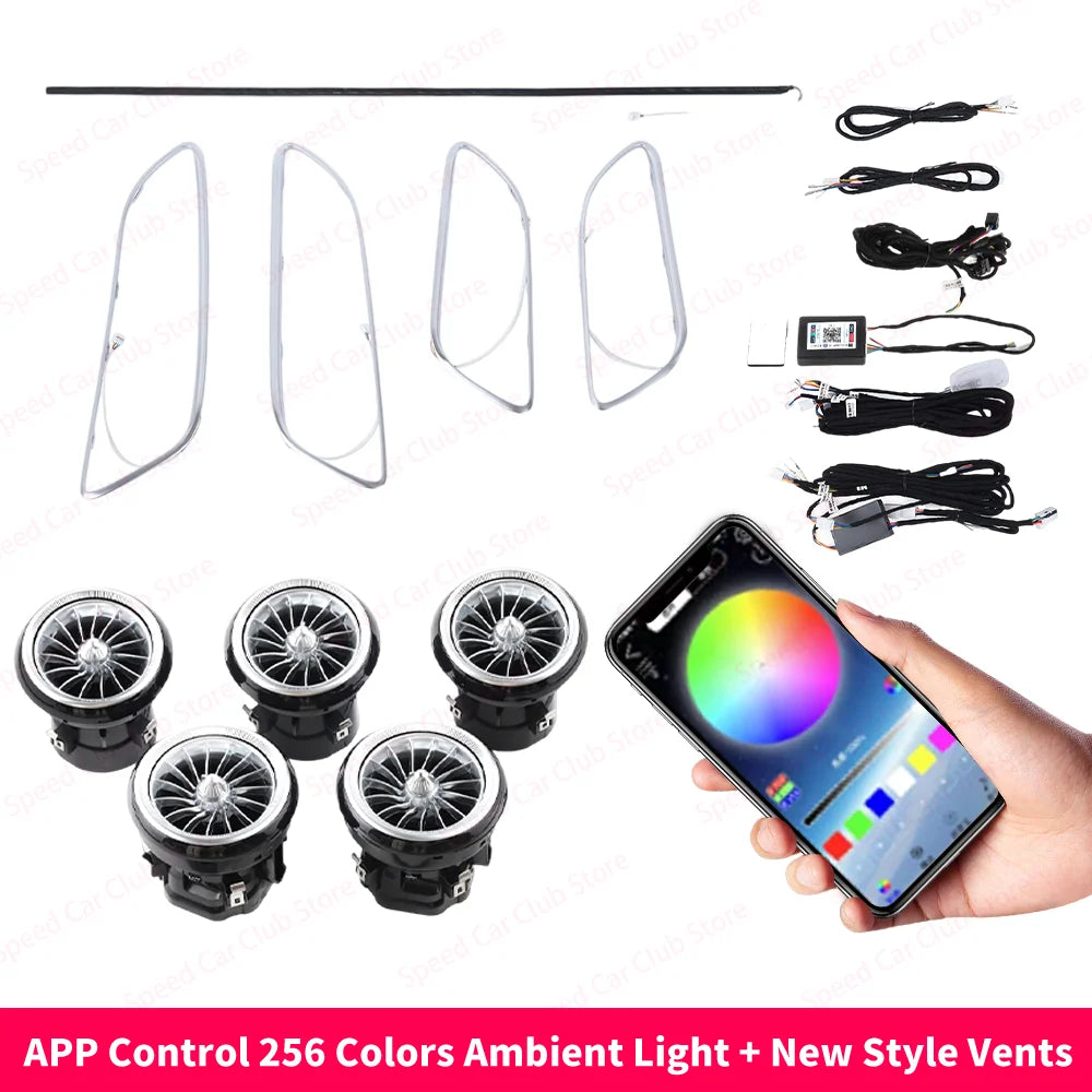 12/256 Colour LED Ambient Lights For Mercedes-Benz A/CLA/GLA W176 W117 W156 A45 CLA45 Car Air Vents Turbine Nozzle Upgrade